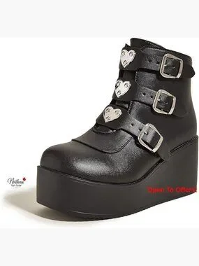 Shoes | Platform Chunky Ankle Boots Round Toe Zipper Wedges Buckle ...